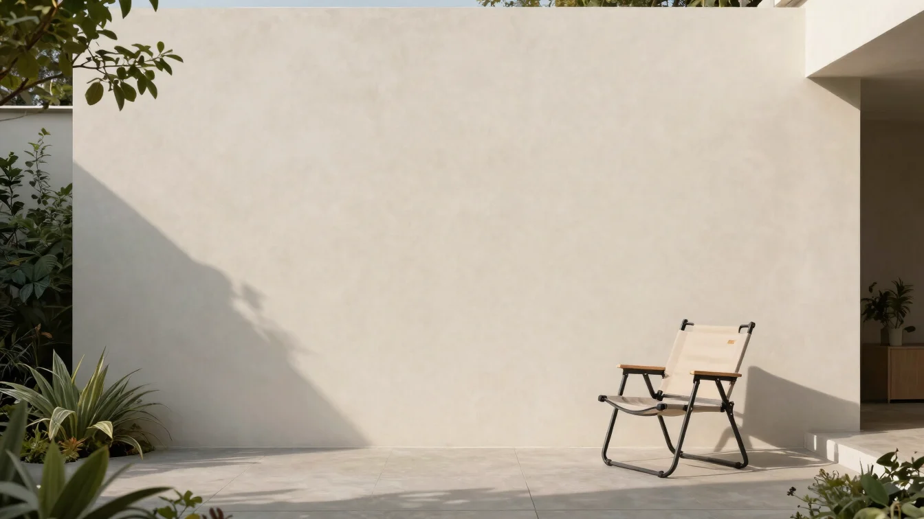 Wide environmental image of a modern yard with a folding outdoor